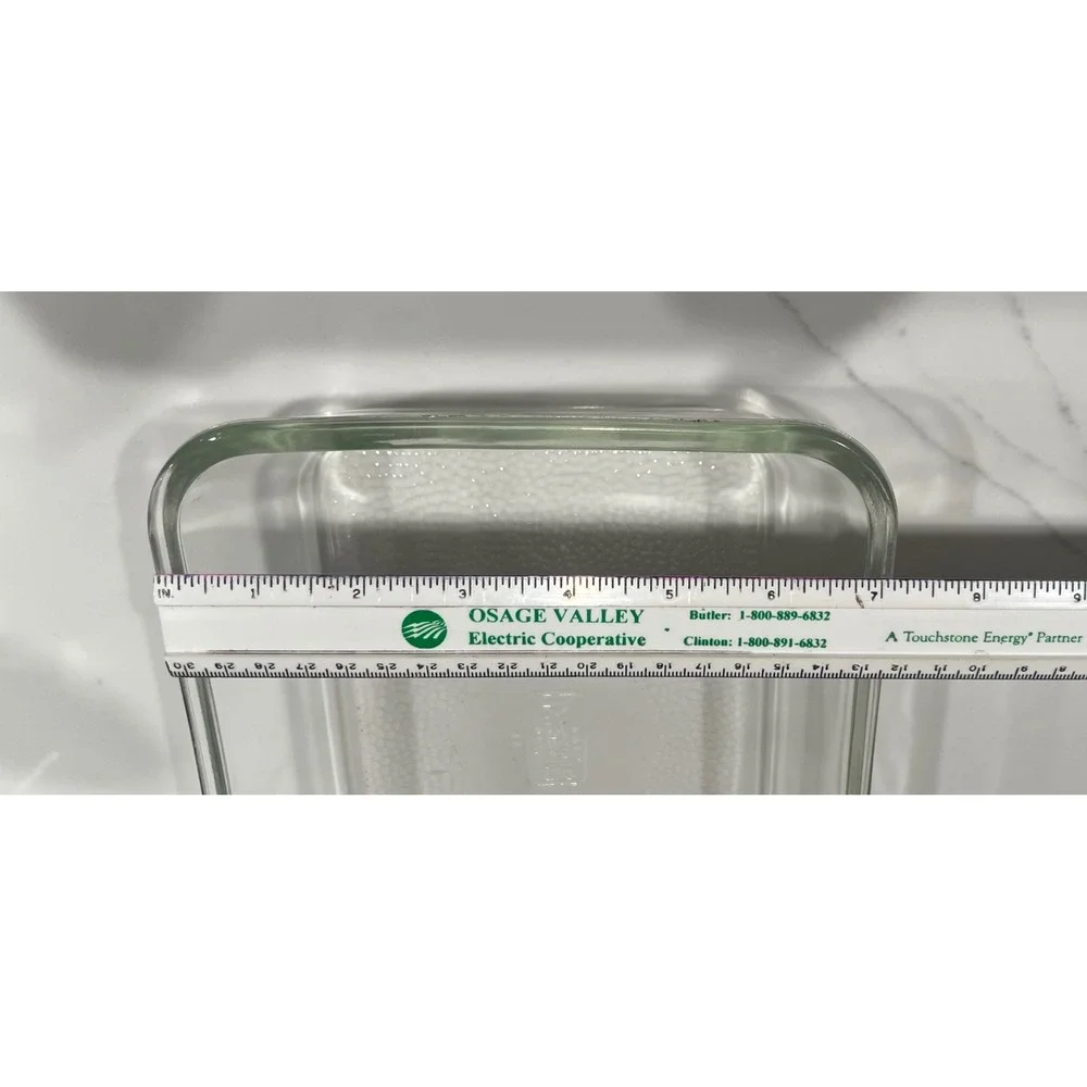 Vintage Glasbake J-804 Clear Glass Rectangular Baking Dish Textured Bottom USA